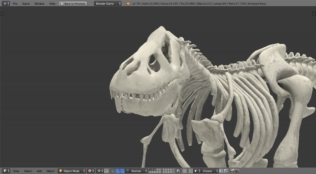 T-Rex skeleton rigged and animated preview image 4